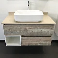 Тумба с раковиной Comforty Прага 90 00004137445 дуб бежевый, с бежевой столешницей