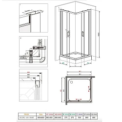 Душевой уголок Damixa Skyline 90х90см DX35WG-403-090MT профиль хром, стекло прозрачное