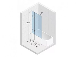 Шторка на ванну Riho VZ Scandic NXT X109 100x150см L G001149120 профиль хром, стекло прозрачное