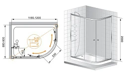 Душевой уголок Cezares Anima 120x100см ANIMA-W-RH-2-120/100-P-Cr-L профиль хром, стекло рифленое