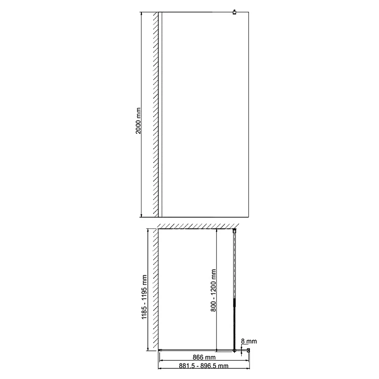 Душевая перегородка Wasserkraft Rossel 90см 28W39 профиль хром, стекло прозрачное