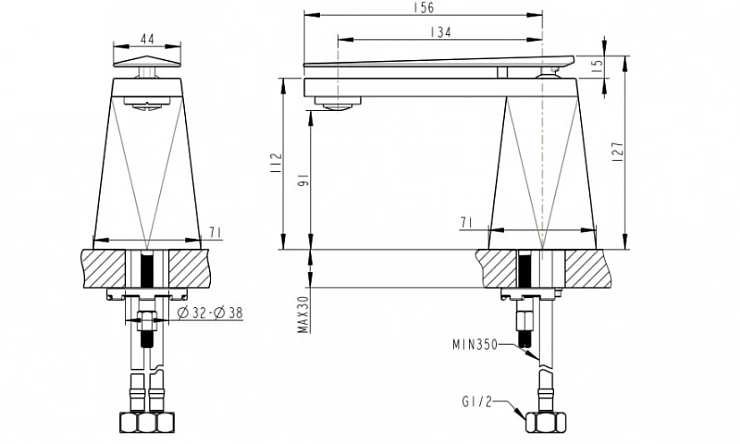 Смеситель для раковины Bravat Diamond F118102C-1-ENG хром