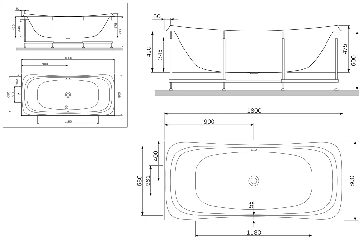 Экран AM.PM Sensation 180x80 W30A-180-080W-P белый