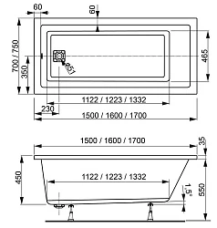 Акриловая ванна Vagnerplast Cavallo 170x75 VPBA170CAV2X-04 белая глянцевая