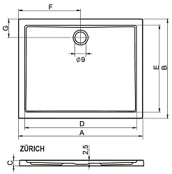 Душевой поддон RIHO Zurich 120х100см D001005005 белый