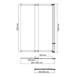 Шторка на ванну Wasserkraft Main 100x140см 41S02-100R Matt glass профиль хром, стекло матовое