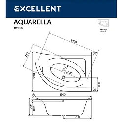 Акриловая ванна Excellent Aquarella 150x100 WAEX.ARP15WH белая глянцевая