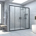 Душевая дверь в нишу Vegas Glass Z2P Protec 195 02М 01 профиль черный матовый, стекло прозрачное