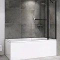 Шторка на ванну ABBER Ewiges Wasser 100x140см AG50100B профиль черный, стекло прозрачное