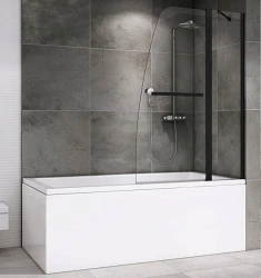 Шторка на ванну ABBER Ewiges Wasser 100x140см AG50100B профиль черный, стекло прозрачное