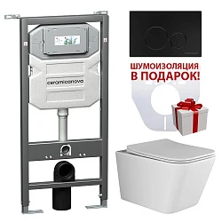 Комплект инсталляция Ceramica Nova с кнопкой, унитазом и шумоизоляцией