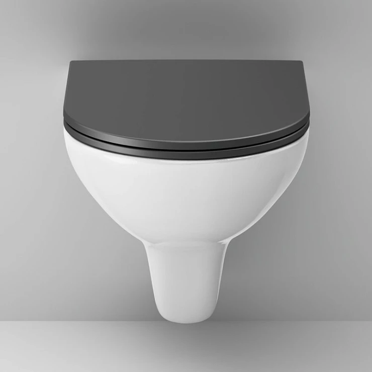 Унитаз подвесной AM.PM Gem C901700SCmb с черной крышкой, белый