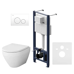 Инсталляция с унитазом и клавишей AM.PM Spirit 2.0 IS49001.701700 белый, синий