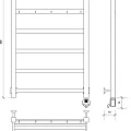 Полотенцесушитель электрический Secado Корсико 1 КСП , 80x50 ТЭН квадратный скрытый, черный матовый