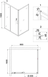 Душевой уголок Niagara Nova 80x100см NG-82-8AB-A100B профиль черный, стекло прозрачное