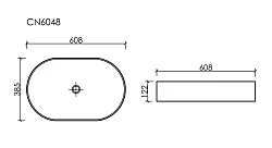 Раковина накладная Ceramica nova Element 600*380*122мм CN6048MW белая матовая