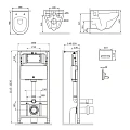 Инсталляция с унитазом и клавишей AM.PM Spirit 2.0 IS450A38.701700 белый, синий, черный