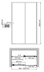 Душевая дверь в нишу Wasserkraft Dill 100см 61S12 профиль черный, стекло прозрачное