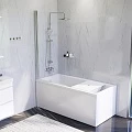 Акриловая ванна AM.PM Gem 150x70 с каркасом, шторкой и душевой системой W90ASET-150D8 белая матовая