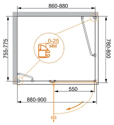 Душевой уголок Cezares Verona 90x80см VERONA-W-AH-1-90/80-P-Cr-L профиль хром, стекло рифленое
