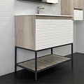 Тумба с раковиной Comforty Страсбург 90 00-00006557CF дуб дымчатый