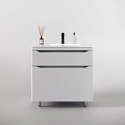 Тумба с раковиной Style Line Марелла 80 напольная, антискрейтч белый матовый