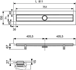 Душевой лоток Tece TECEdrainline 600800 80 Хром