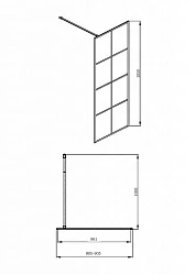 Душевая перегородка Bravat Blackline 90x195см BG090.5413B профиль черный, стекло прозрачное
