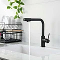 Смеситель для кухни Aquatek Европа AQ1386MB с краном для питьевой воды, матовый черный