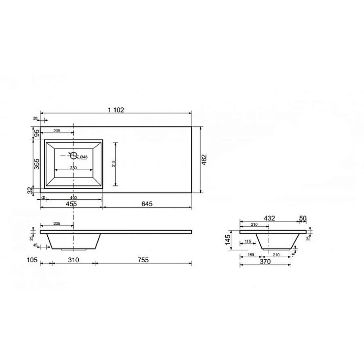 Встраиваемая раковина Style Line Даллас 110см СС-00002387 белая