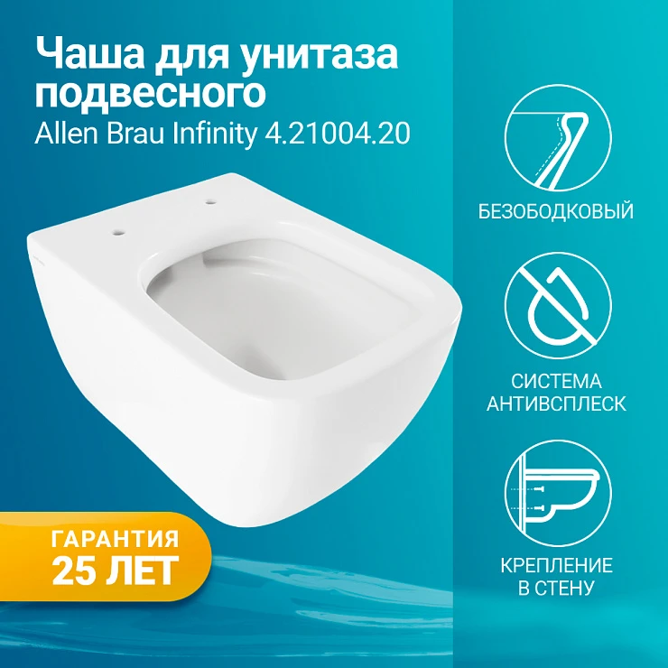 Чаша подвесного унитаза Allen Brau Infinity 4.21004.20 белый глянец