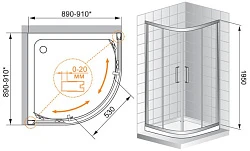 Душевой уголок Cezares Porta 100x100см PORTA-(D)-R-2-100-C-Cr профиль хром, стекло прозрачное