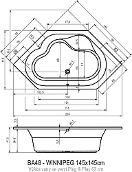 Акриловая ванна Riho Winnipeg 145x145 Plug & Play B010011005 белая глянцевая
