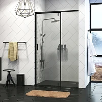 Душевая дверь в нишу Wasserkraft Elbe 90см 74P04 профиль черный, стекло прозрачное
