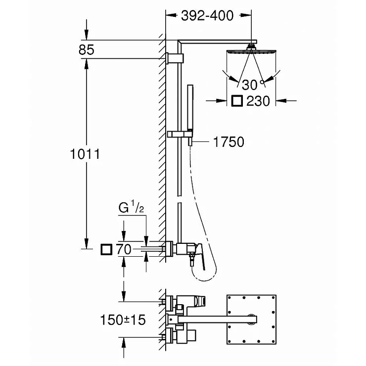 Душевая стойка Grohe Euphoria Cube 23147001 хром