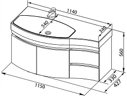 Тумба с раковиной Aquanet Опера 115 L 212994 черная