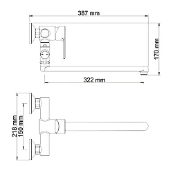 Смеситель для ванны с душем Wasserkraft Ammer 3702L хром