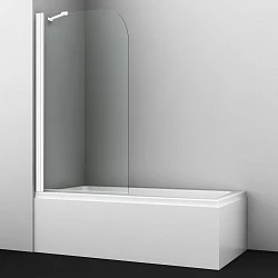 Шторка на ванну Wasserkraft Leine 80x140см 35P01-80WHITE Fixed профиль белый, стекло прозрачное
