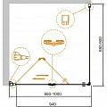 Душевой уголок Cezares Eco 100x90см ECO-O-ASH-1-100/90-C-Cr профиль хром, стекло прозрачное