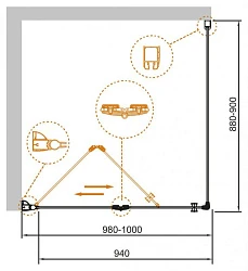 Душевой уголок Cezares Eco 100x90см ECO-O-ASH-1-100/90-C-Cr профиль хром, стекло прозрачное