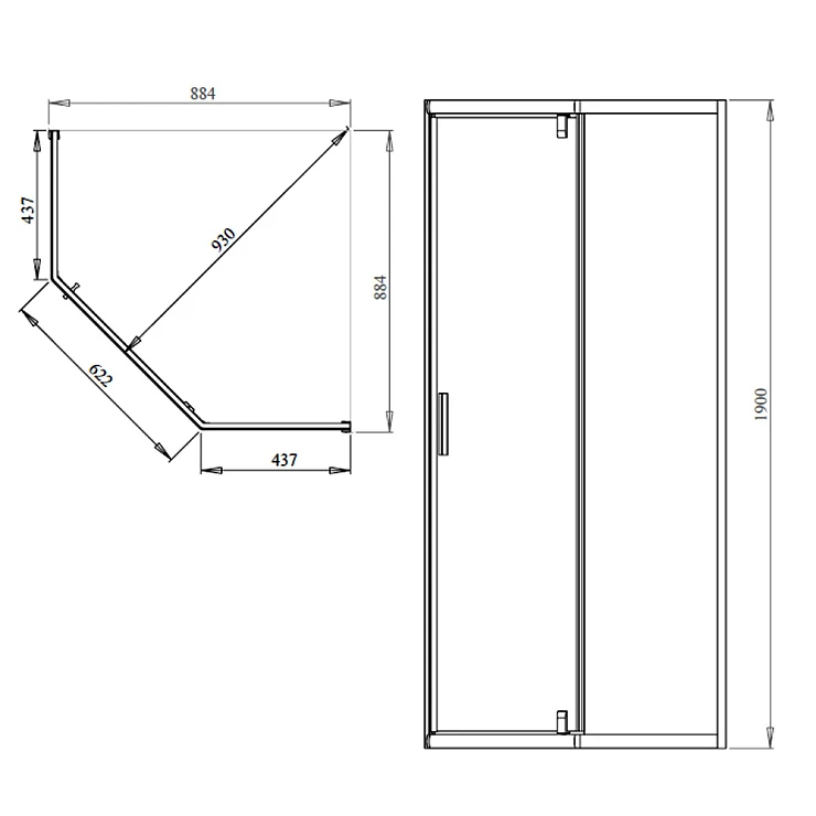 Душевой уголок AM.PM Gem 90x90см W90G-405-090MT профиль хром, стекло прозрачное