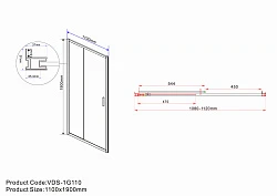 Душевая дверь в нишу Vincea Garda 110см VDS-1G110CH профиль хром, стекло шиншилла