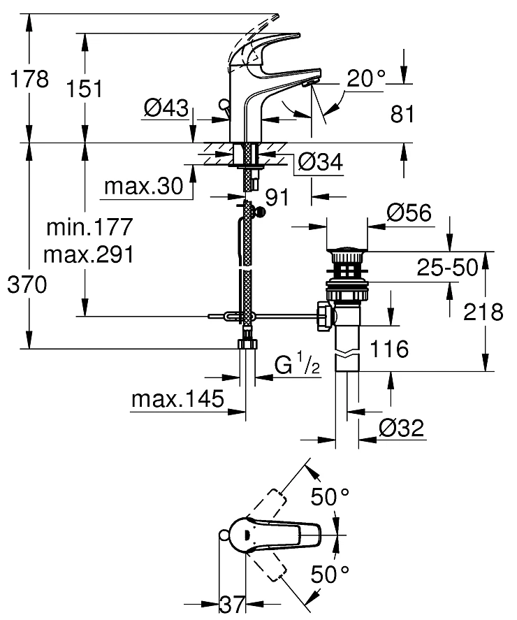 Смеситель для раковины Grohe Lineare New 32805000 хром