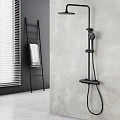 Душевая стойка Lemark Bronx c термостатом LM3770BL черная матовая