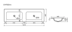 Раковина двойная встраиваемая Ceramica Nova Grace 140 см CN7022MBwx черная матовая