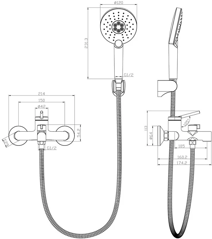 Смеситель для ванны с душем Lemark Minima LM3814C хром