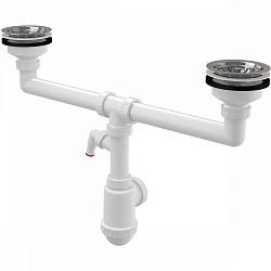 Сифон для мойки AlcaPlast A453P двойной, белый