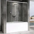 Шторка на ванну ABBER Schwarzer Diamant 170х140см AG57170 профиль хром, стекло прозрачное