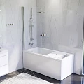 Акриловая ванна AM.PM Gem 150x70 с каркасом, шторкой и душевой системой W90ASET-150D8 белая матовая