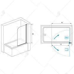 Шторка на ванну RGW Screens SC-09B 70х150см 06110907-14 профиль черный, стекло прозрачное